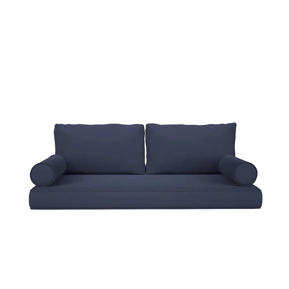 East Green Outdoor Mattress &amp; Pillow Package (6 Foot, 6in Mattress), Style 4 Navy– Waterproof Cushion Package for Daybeds, Swing Beds, and Other Outdoor Furniture