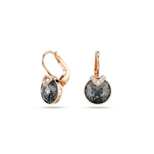 Swarovski Pendants d'oreilles Bella V, Taille ronde, Grises, Placage de ton or rosé