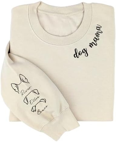 Custom Dog Ears Embroidered Sweatshirt – Dog Mom Hoodie, Dog Shirt, Gifts for Dog Lovers, Women, Birthday, Dog Moms