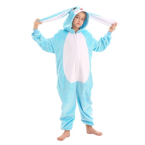 WAFUNNE Animal Onesie Costume Rabbit for Kids Child Boys Girls Womens Mens Cosplay Halloween Easter Bunny Blue S