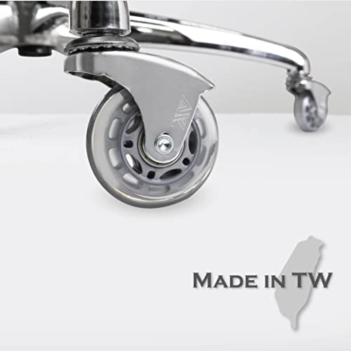 Office Chair Caster Wheels 2.5 Inch, Roller Blade Wheels Replacement Rubber Chair Casters For Hardwood Floors And Carpet, Set Of 5 (Chrome Bracket/Grey/Clear) #TOP4