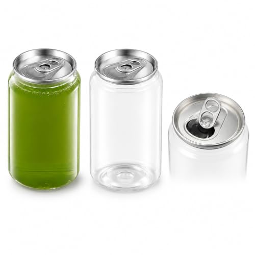 Image of 11 oz PET Plastic Can Cups with Easy Open Lids, 100 Pack, Clear Disposable Beverage Cups, Compatible with 55mm Cup Diameter Can Sealing Machines for Juice, Soda, Iced Coffee and Bubble Tea