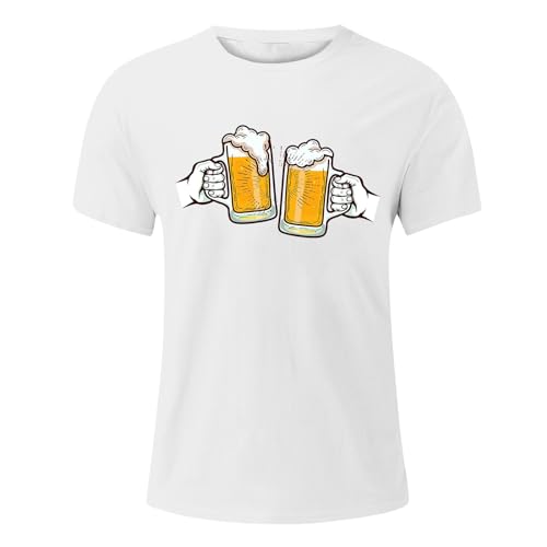 ColleeLin Tracht Herren T-Shirt Mode Sommer Kurzarm Top Atmungsaktiv Bequem Bier Clink Feier Bedruckt Bestellen Auf Rechnung (White, XL) ColleeLin Tracht Herren T-Shirt Mode Sommer Kurzarm Top Atmungsaktiv Bequem Bier Clink Feier Bedruckt Bestellen Auf Rechnung (White, XL)