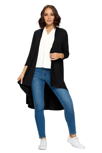 Women's 3/4 Sleeve Soft Open Front Casual Flowy Long Viscose Made from Bamboo Cardigan2