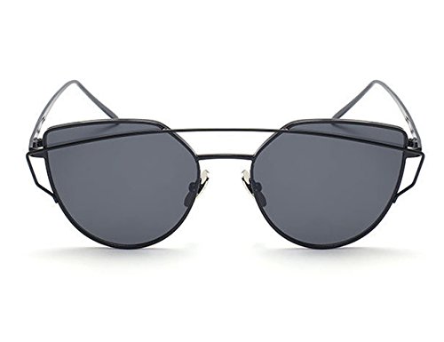 GAMT Mirrored Cat Eye Sunglasses Metal Frame Flat Lens Women Sunglasses