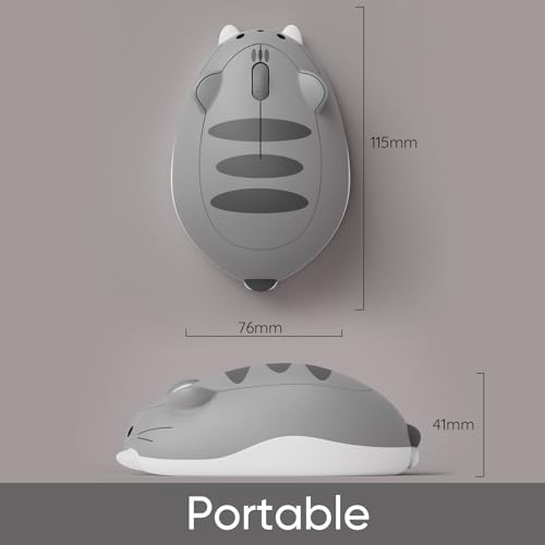 Image of Akko Cat Theme Wireless Gaming Mouse Gray, Tri-Mode Mouse BT3.0 /BT5.0 /2.4G, Cute Optical Cordless Cartoon Mice for Computer /Laptop /Desktop /PC, Compatible with Mac /Win Gray Mimo