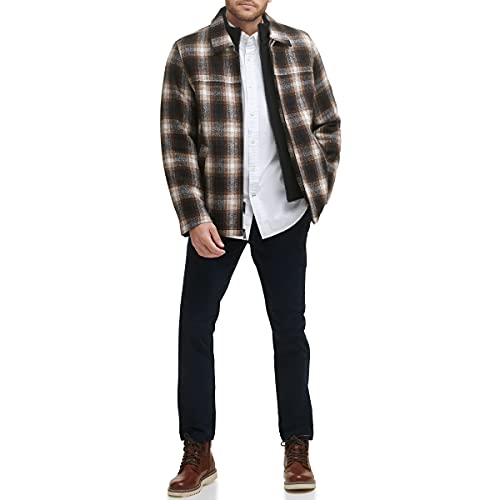 Image of DOCKERS Men's Wool Blend Zip Up Jacket With Quilted Bib