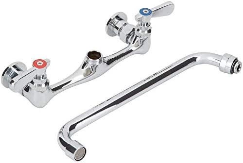 Miniatura 4 de Grifo comercial del fregadero de la cocina del soporte de la pared 8 pulgadas centros con el caño oscilante de 10 pulgadas