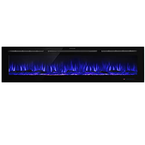 Dreamflame 84 inch Recessed Electric Fireplace,Low Noise in Wall Fireplace Inserts with Heater