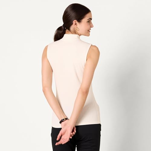 Image of Amazon Essentials Women's Mock-Neck Slim-Fit Ribbed Knit Cotton Sleeveless Top