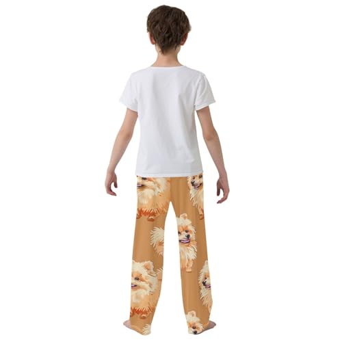 ZZXXB Pomeranian Boys Long Pants Soft Trousers Elastic Waist Kids Lounge Bottoms with Pockets S-XL3