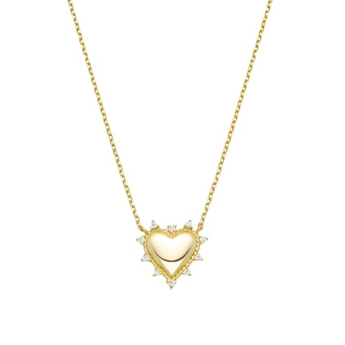 LUXENTER Collar de Plata De Ley 925 con Circonita Brillante acabado en Oro 18K. Color Dorado. Collar Corto. Joyas para Mujer -Modelo Nimed