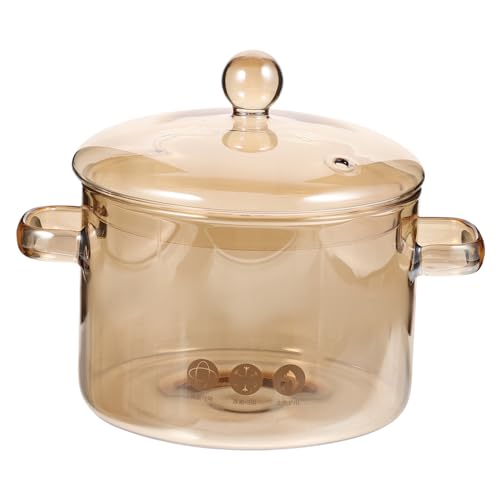 Holibanna Olla de Vidrio de Borosilicato Resistente al Calor con Tapa Olla para Guisos y Sopas Capacidad Diseño de Doble Asa para Cocina y Cocción