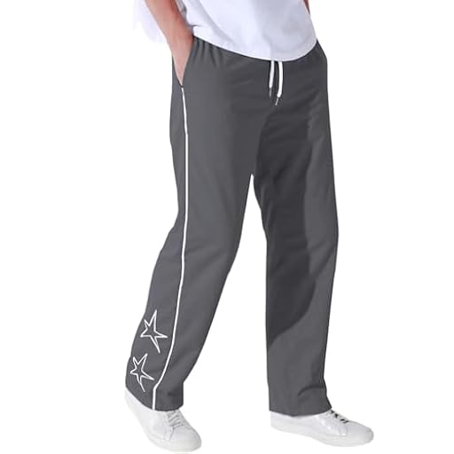 Generisch Pantalones con estampado de estrellas, pantalones de chándal para hombre, pantalones de chándal de cintura elástica, pantalones largos de invierno, holgados, anchos, de algodón, informales | Ya disponible en tu tienda friki favorita! En mundofriki.es!
