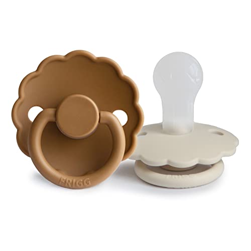 Image of FRIGG Daisy SilkySoft Silicone Baby Pacifier | Made in Denmark | BPA-Free (Cappuccino /Cream, 0-6 Months)