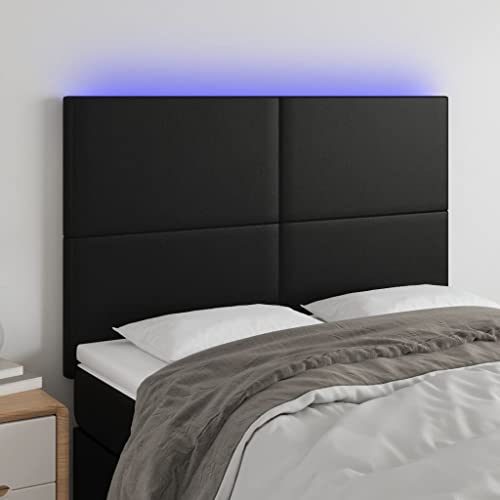 Qnhdfrt Cabecero LED negro 144 x 5 x 118/128 cm altura ajustable de piel sintética con tiras LED de colores, diseño moderno, duradero, para dormitorio o apartamento