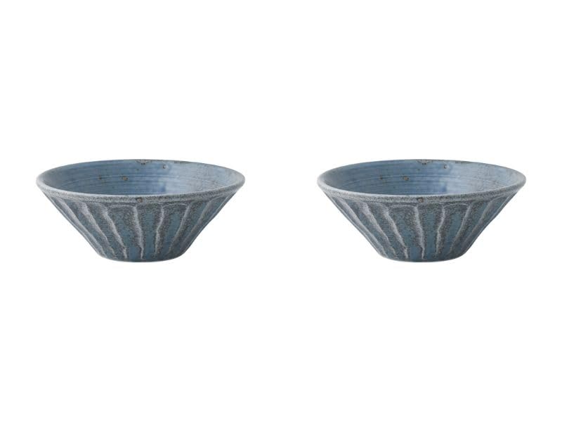 昭和製陶 わび 紺ねず しのぎ深鉢 中 2枚セット販売φ12.6×4.8cm 美濃焼 日本製 食洗器対応