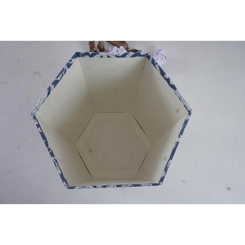 Image of Floral Hand Block Printed 3.3 Gallon Decorative Waste Basket - Eco-Friendly Cardboard Trash Can, Plastic-Free & Sustainable, Perfect for Christmas and Housewarming Gifts (1, Blue Sun FLOWAR)