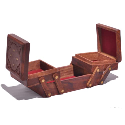 DigiRake Wooden Jewellery Box Flip Flop 8 * 5 Inch Inch Jewellery, Coin Collection, Gem Collection Vanity Box (Brown)