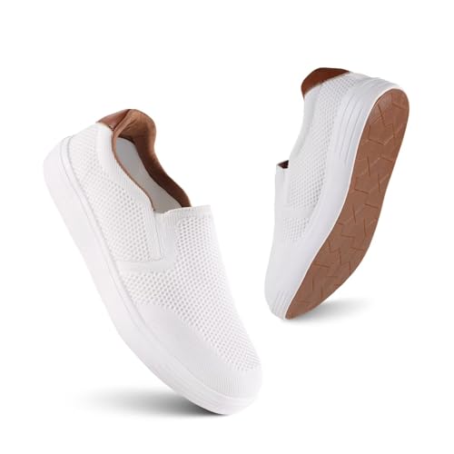 Image of konhill Mens Slip On Loafers Sneakers - Casual Knit Walking Shoes for Men, Lightweight Breathable Memory Foam Boat Shoes, Comfortable Slip-On Driving Loafers for Work Travel Beach