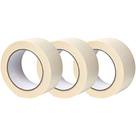 GTSE Masking Tape, 3 Pack, 2 inches x 55 Yards (164 ft), General Purpose Beige Multi-Surface Tape for Painting, Labeling and Craft, 3 Rolls Cover