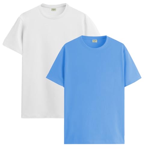 Image of ADRO Men's Cotton Regular Fit Combo Plain Solid T-Shirt Pack of 2