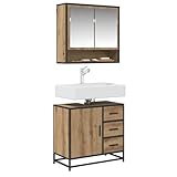 【Fonctionnalité stylée】 Ce meuble de salle de bain moderne est parfait pour améliorer votre espace. Avec son design simple, il allie esthétique et praticité. L'ensemble inclut un cabinet miroir et un cabinet sous évier, tous deux super bien conçus.