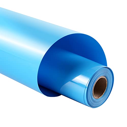 Image of guangyintong Lake Blue Heat Transfer Vinyl HTV Rolls, 12 inch x 8ft Iron on Vinyl for T-Shirts Glossy Surface HTV Vinyl for All Cutter Machines Easy to Cut & Weed for Heat Vinyl Design