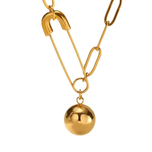 Colliers en acier inoxydable étanches et durables, pendentif boules et maille trombone haut de gamme