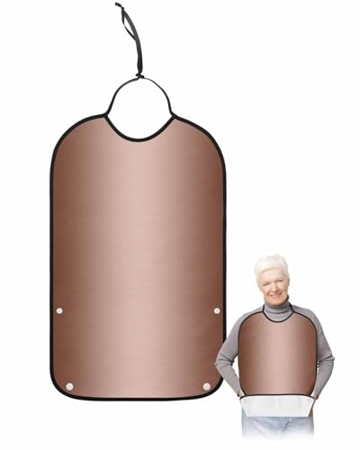 LEOKOTI Chocolate Ombre Adult Bibs for Eating, Waterproof Bibs with Food Catcher & Adjustable Snap Closure, Modern Gradient Abstract Art Washable Clothing Protectors Adult Bibs for Elderly Women/Men