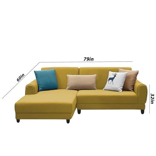 Image of Kraven LHS 4 Seater L Shape Sofa Set for Living Room (Yellow Fabric) Premium Fabric Sofa
