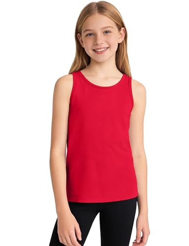 Image of Auranso Girls Tank Tops Cotton Sleeveless Undershirts Athletic Dance Tops