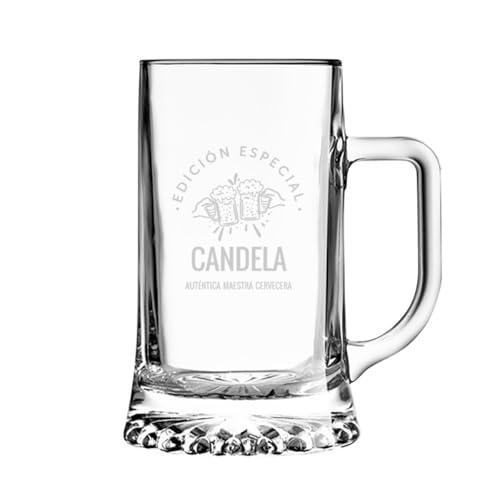CALLE DEL REGALO Jarra de Cerveza de Cristal, Edición Especial, Diseño Clásico con Asa | JARRA 510 ml | Personalizada con nombre (Con estuche de cartón)