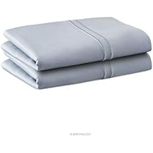 MALOUF Supima Premium Cotton Pillowcases-100 بالمائة أمريكي بني-إضافي طويل-ستابل-ساتين نسج-صفرة واحدة- 600 عدد الخيوط دخان ، مجموعة وسادة الملكة 2
