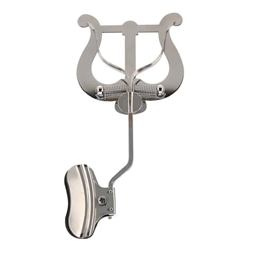 GEWA Portapartituras de marcha Trombón - Niquelado - Gran lira - 2 pulsadores - Con abrazadera para montaje en la copa