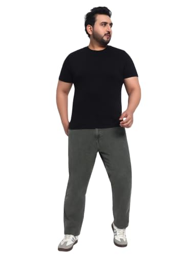 Image of Cotton Comfort Fit Jeans for Men | Full-Length Solid Denim Pants with Button Closure, Embroidered Design, Mid-Rise Casual Trousers for Daily | Classic Jeans for Office Bottoms (DI-249)