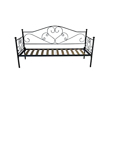 Divano in Ferro Battuto, Compreso di Rete, ALTA QUALITA', Base Letto Camera 100% MADE IN ITALY (Antracite, Base con Rete)