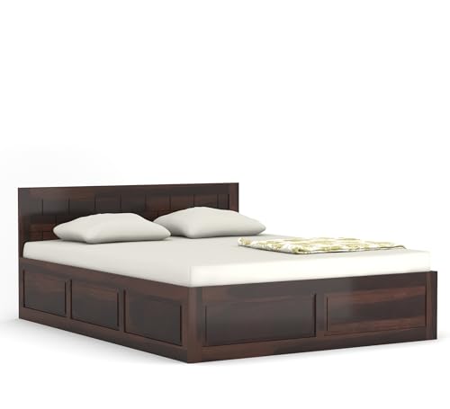 Image of Double Bed King Size Sheesham Wood - Premium Wooden Furniture (Walnut Finish, King Size)