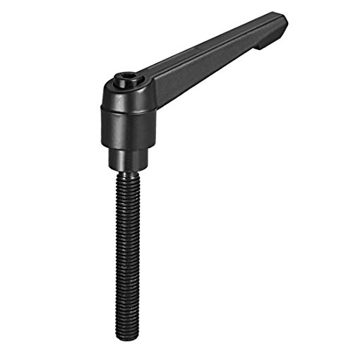 Image of uxcell Adjustable Clamping Lever Handle M10 x 70mm Metric Black Oxide Carbon Steel Male Threaded Stud Hand Knobs Push Button Ratchet Rotating Screw Handles Bolts with Locking Lever Black