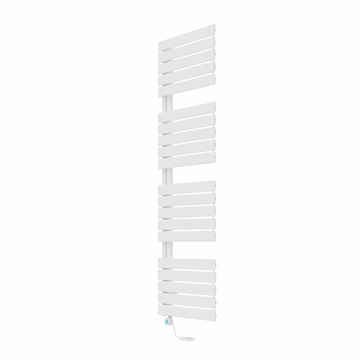 Nrg White Prefilled Designer Electric Heated Towel Rail Radiator Thermostatic Bathroom Warmer With Lcd Display 1800X500mm - 1000 Watt