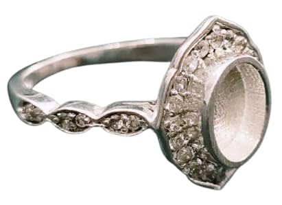 925 Sterling Silver Handmade 8x6 MM Oval Bezel Ring With CZ Setting On Band, Blank Oval Bezel For Resin, Ashes, Gemstone Work.