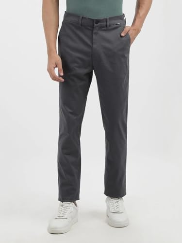 Image of Calvin Klein Jeans Slim Fit Solid Mid Rise Trouser