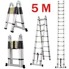 Image of Bigapple Aluminium Folding Step Ladder Portable and Compact 2X8-step Telescopic 2.5m+2.5m Foladable for Household and Outdoor Purpose, Mag Hinge, 150Kg Loading