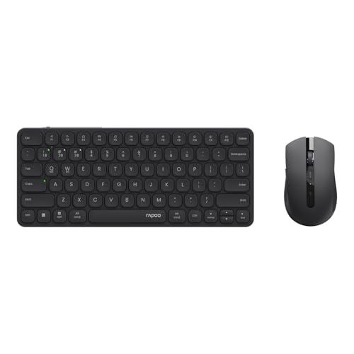 Image of Rapoo 9050S Multi-Device Keyboard and Mouse Combo, 2.4GHz /Bluetooth 5.0 /4.0 Wireless Keyboard & Mouse Set for Windows /Mac /Linux /Chrome, Support 4 Devices, Rechargeable, Silent Click, Black