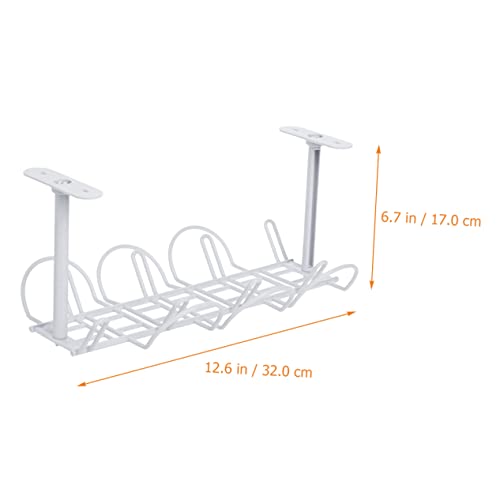 ORFOFE 2 sets rack de cable de hierro para escritorio, cesta para almacenamiento de cables y alambres, fácil de instalar, color blanco miniatura 2