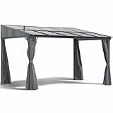 Terrassendach Toledo | Terrassenüberdachung Gartenpavillon lichtdurchflutet Aluminium | Hardtop Pavillon 12 m² - 4 x 3 m (B x T) anthrazit incl. 270° Wind- und Regenschutz