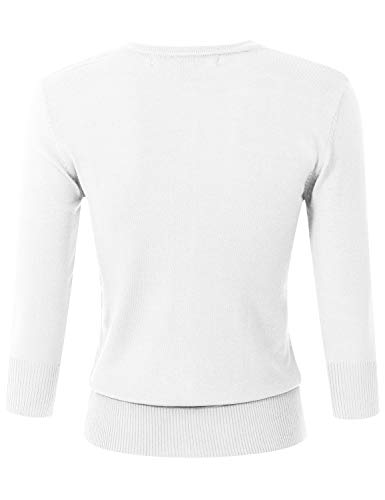 Image of Women's 3 /4 Sleeve Crew Neck Button Down Stretch Knit Cardigan Sweater (S-3XL)