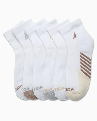 Image of Nautica Womens High Quarter Socks Moisture Wicking Cushioned Socks, 6 Pack | Dri-Motion Moisture Wicking Stretch Fabric, Cushioned Key Areas, Reinforced Heel and Toe, High Quarter Cut, Shoe Size 4-10