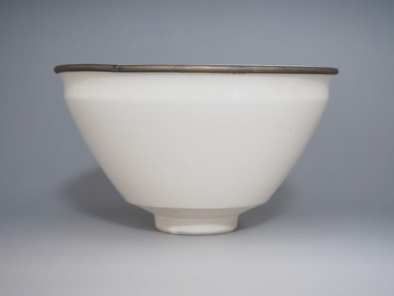 Amazon.co.jp: A2220 京焼 万代草山 作 覆輪付 白天目茶碗 茶道具 抹茶