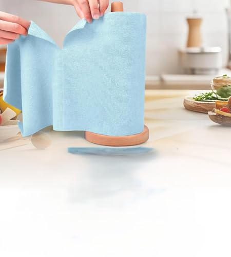 Image of 20-Count Microfiber Cleaning Cloth Multipurpose Cleaning Cloth Roll Pre-Cut Tear Away Microfiber Cleaning Cloth Roll Kitchen Cloth for Cleaning Highly Absorbent Reusable(Pack of-1) (Blue)